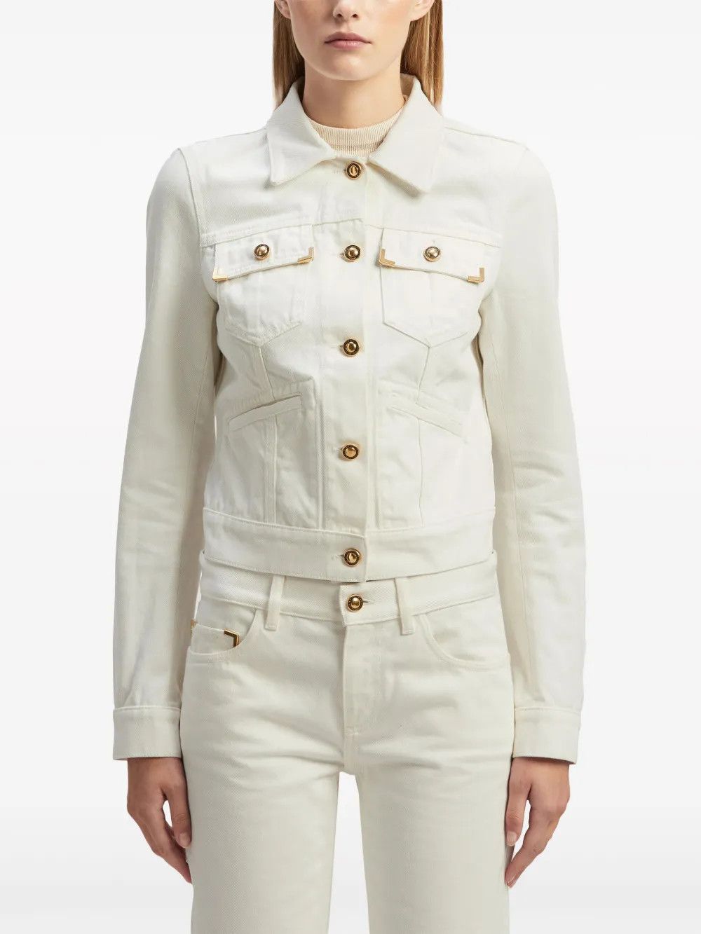 Palm Angels o1y1125 Denim Jacket in White Size M / US 6-8 / IT 42-44 - 2 Thumbnail