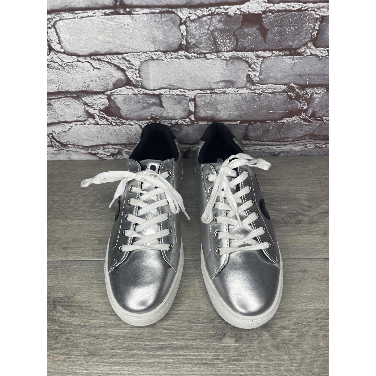 Disney Disney Mickey Mouse Silver Metallic Textile Lace Up Low Snea Size US 10 / IT 40 - 2 Thumbnail