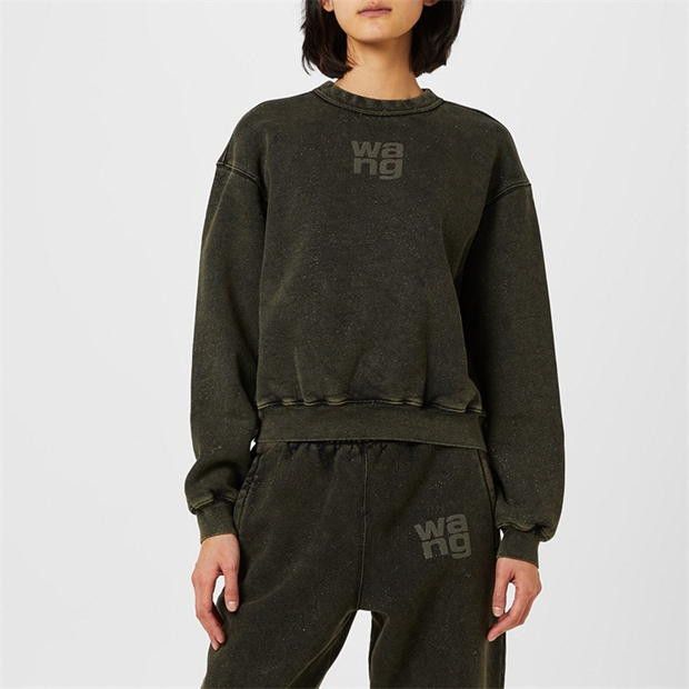 Alexander Wang o1g2r1mq0824 Puff Logo Sweatshirt in Army Green Size S / US 4 / IT 40 - 4 Thumbnail