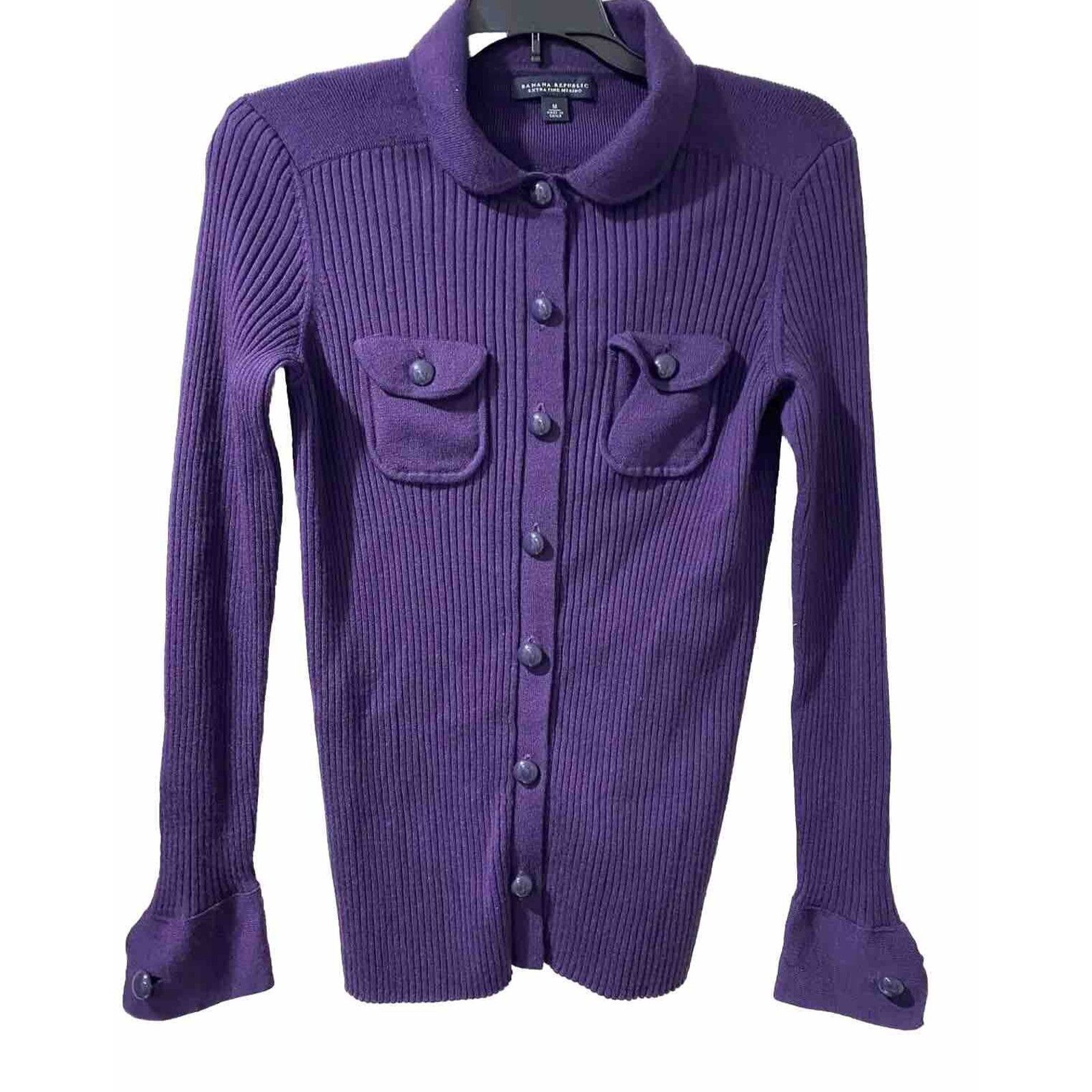 Banana Republic Banana Republic Merino wool Purple Cardigan butons M A001362 Size M / US 6-8 / IT 42-44 - 1 Thumbnail