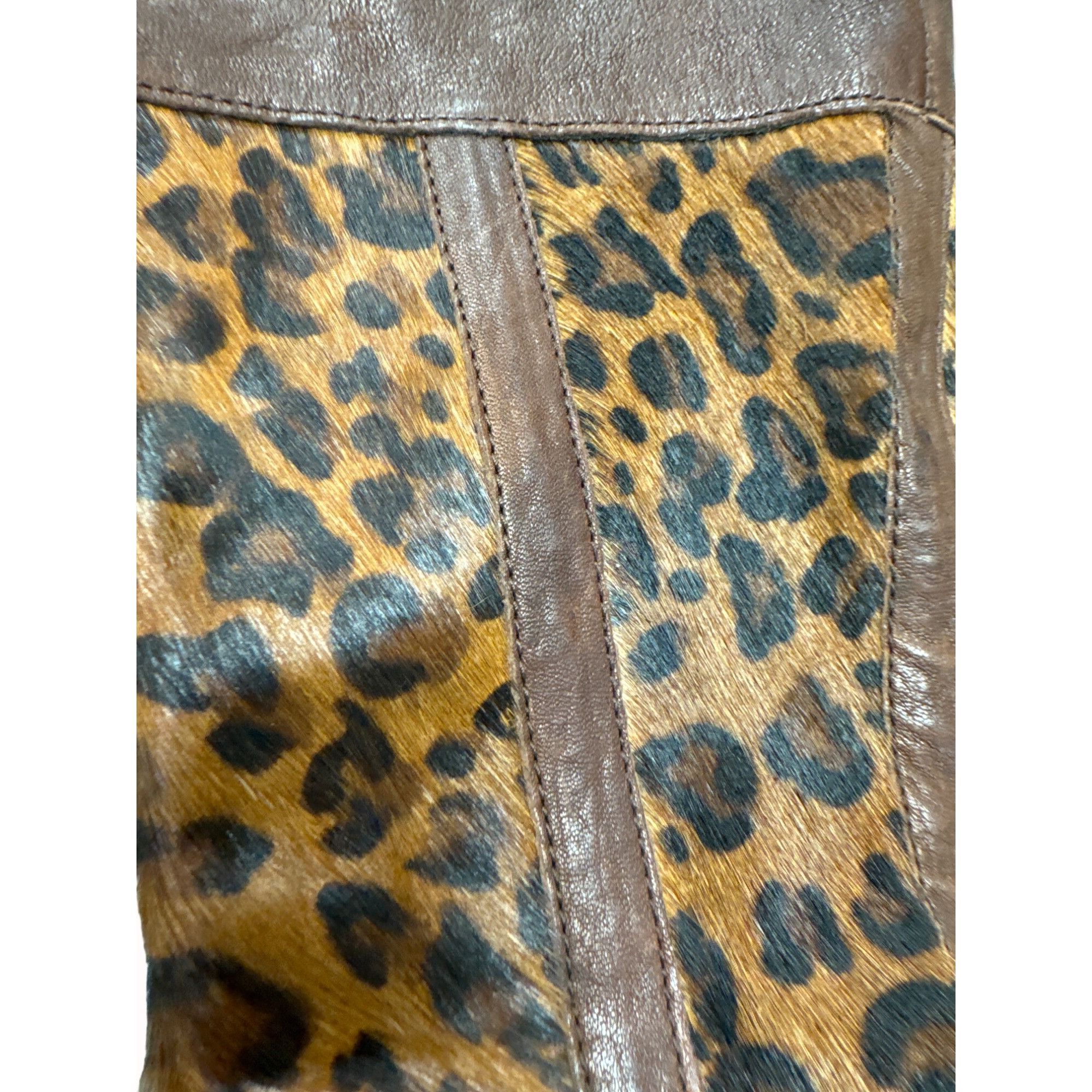 Born Born women’s brown leather pony hair leopard print boots 6 S Size US 6 / IT 36 - 9 Thumbnail
