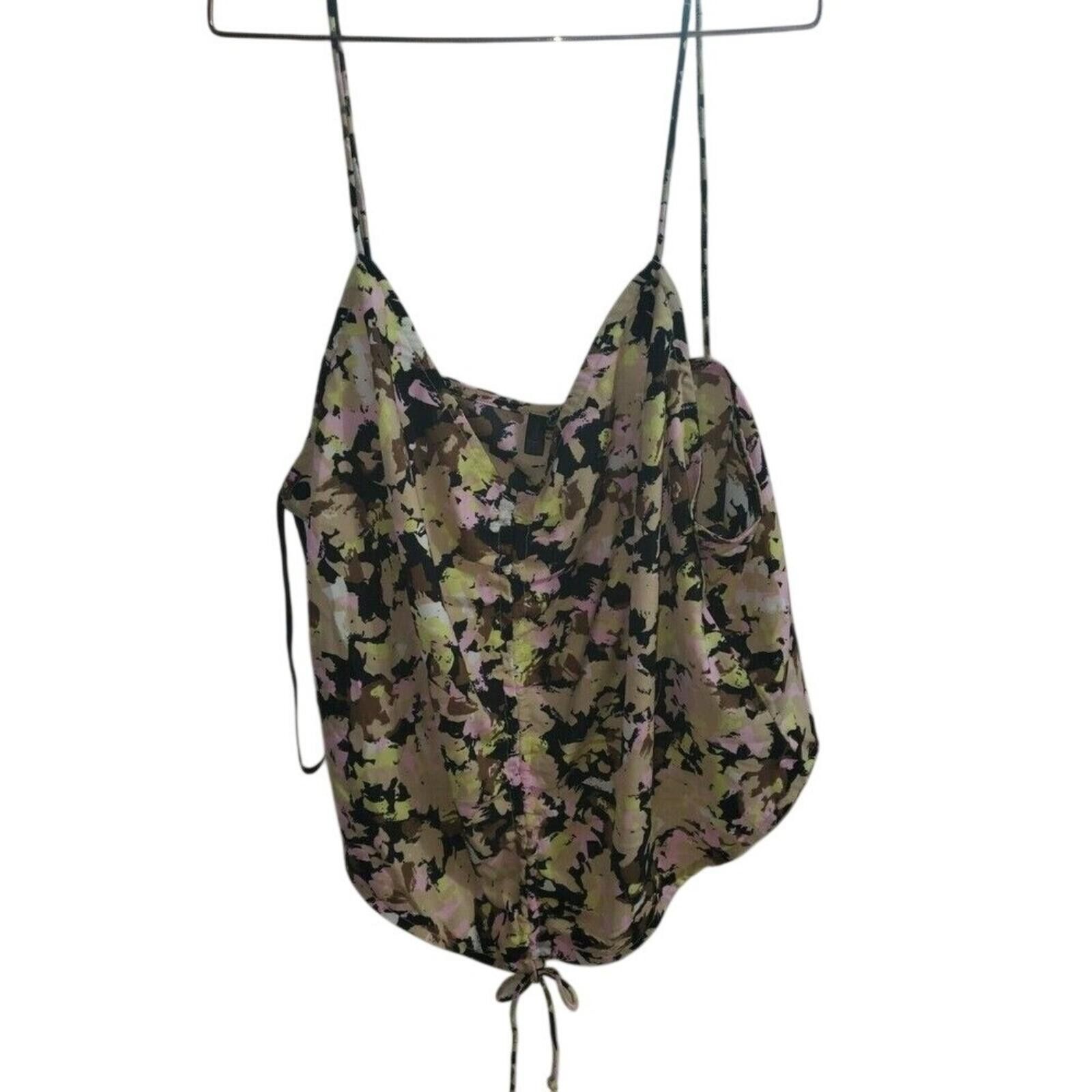 The Unbranded Brand Floral Camo Print Spaghetti Strap Cami Top Drawstring Size XL / US 12-14 / IT 48-50 - 1 Thumbnail