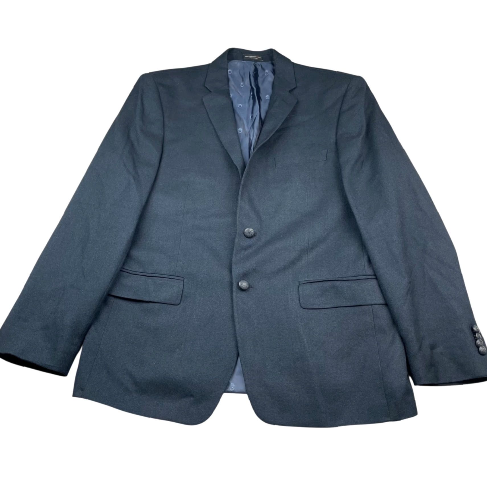 John Varvatos John Varvatos Blazer Men 44R Navy Blue 2-Button Notch Solid Polyester Viscose Mens Size 44R - 2 Thumbnail