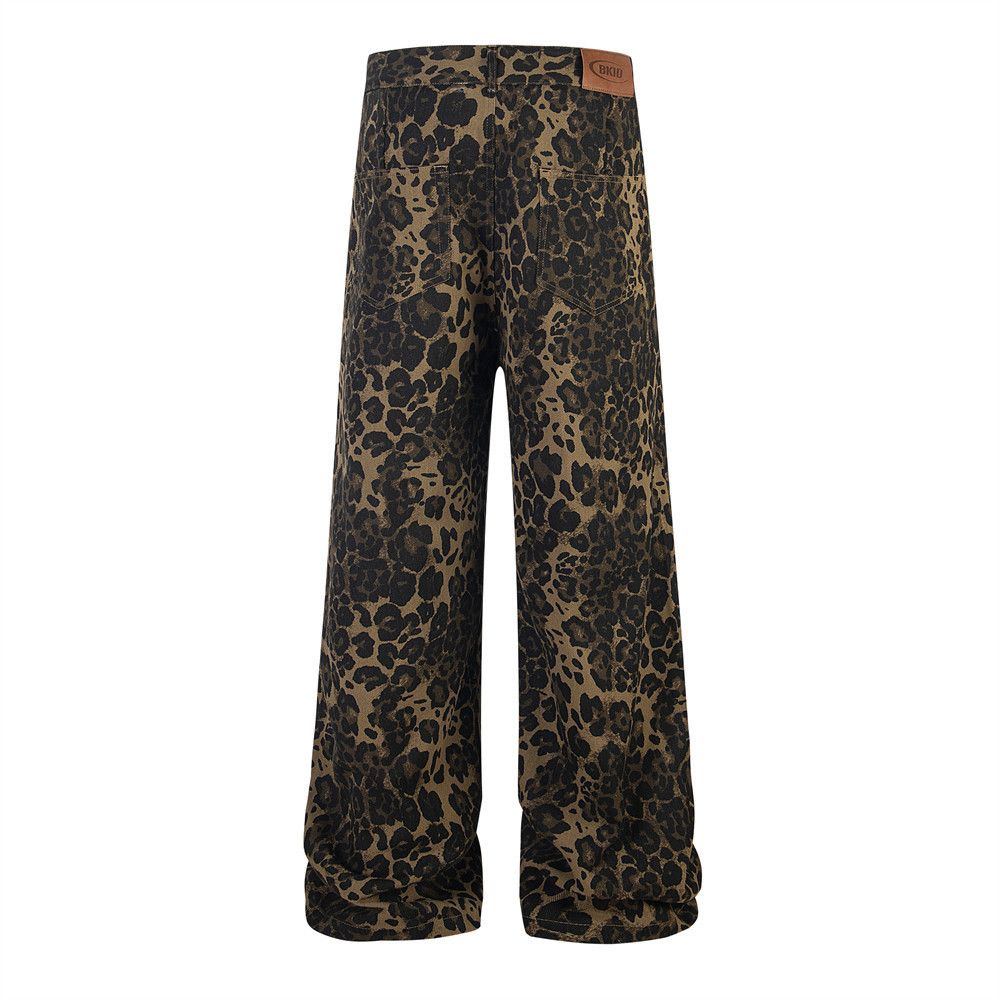 Japanese Brand × Jean American street retro distressed leopard print loose jeans Size US 32 / EU 48 - 4 Thumbnail