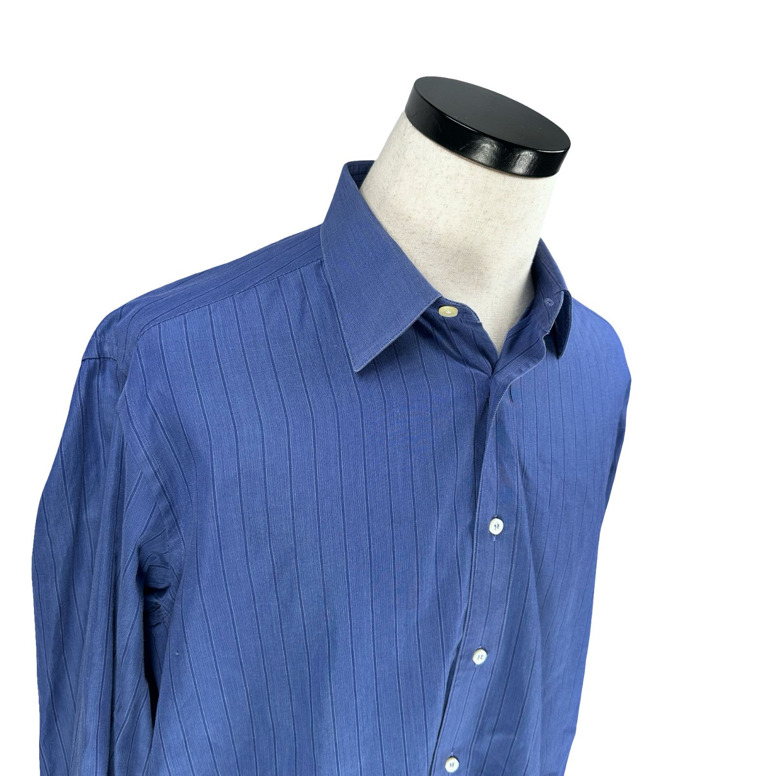Brioni Brioni Dress Shirt Large 16.5 Blue Striped French Cuff Size US L / EU 52-54 / 3 - 2 Thumbnail
