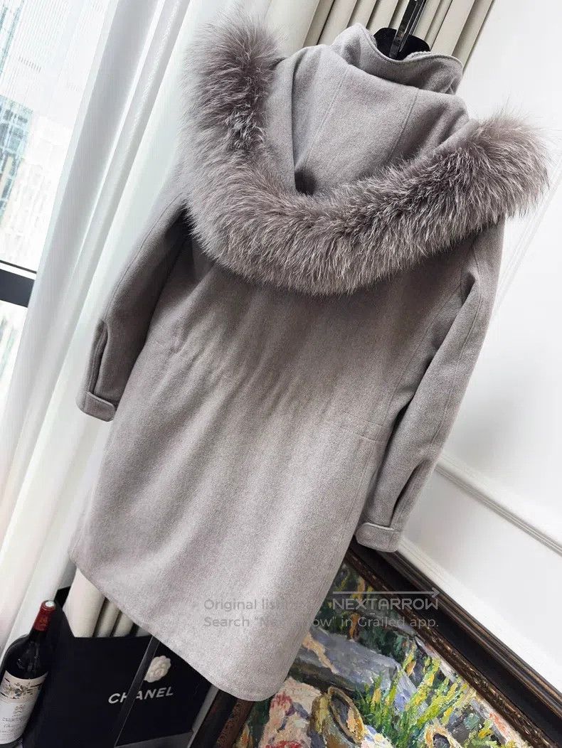 Loro Piana Loro Piana Fur Collar, Grey Wool Cotton Coat Jacket Size XS / US 0-2 / IT 36-38 - 2 Thumbnail