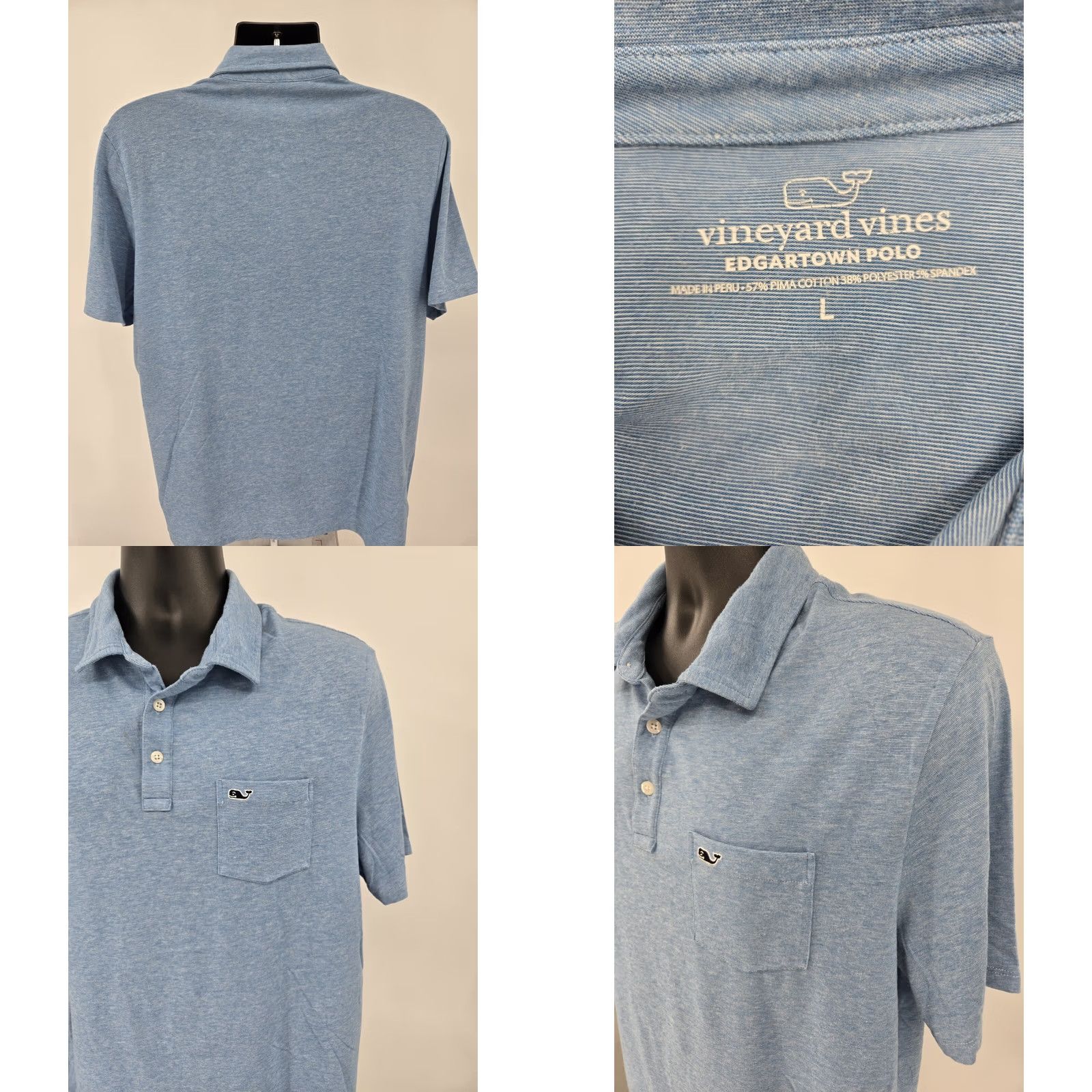 Vineyard Vines Vineyard Vines Polo Shirt Large Blue Golf Short Sleeve Casual Cotton Men Size US L / EU 52-54 / 3 - 8 Thumbnail
