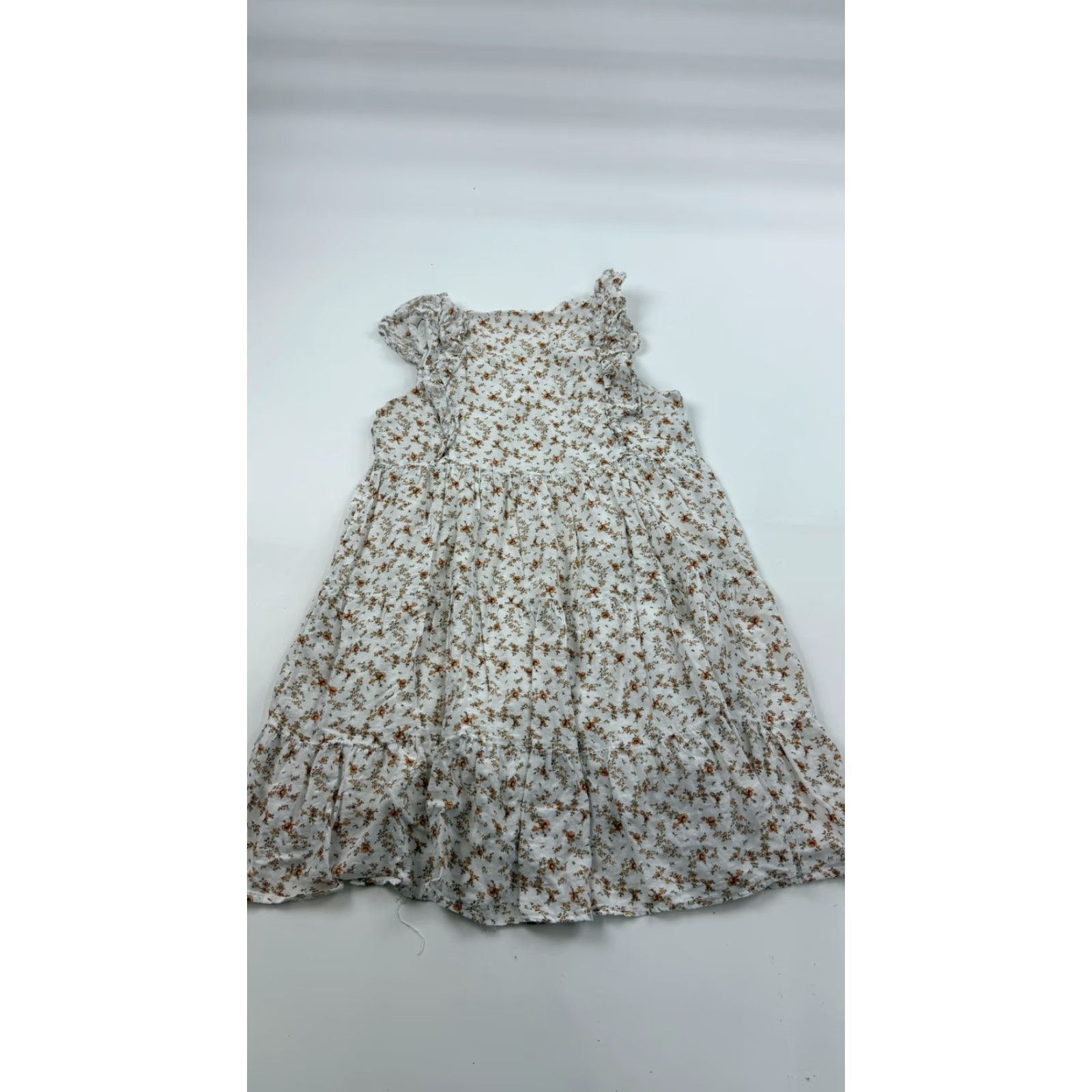 Vintage Doe & Rae Dress Womens Small White Floral Sleeveless Ruffle Tiered Boho Summer Size S / US 4 / IT 40 - 6 Thumbnail