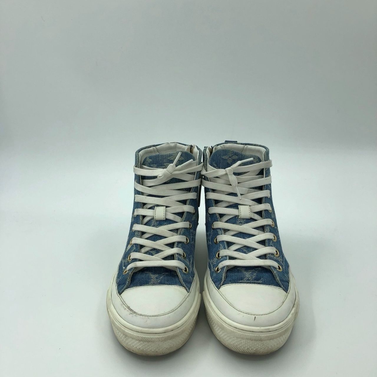 Louis Vuitton Louis Vuitton Lv 36 Denim Blue High Top Sneakers W/ White So Size US 6 / IT 36 - 8 Thumbnail