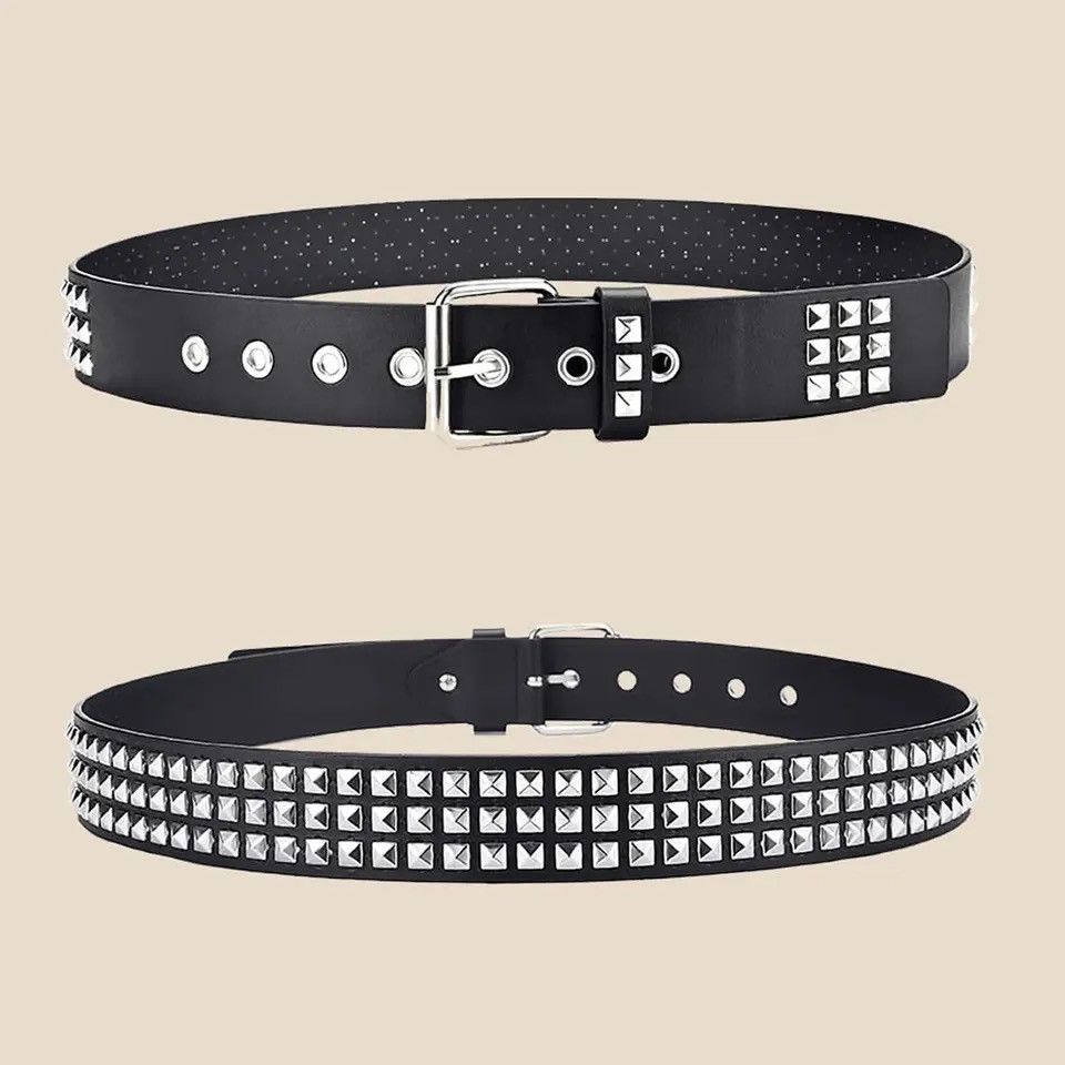 Other Square Bead Rivet Belt Metal Pyramid Belt Size ONE SIZE - 3 Thumbnail