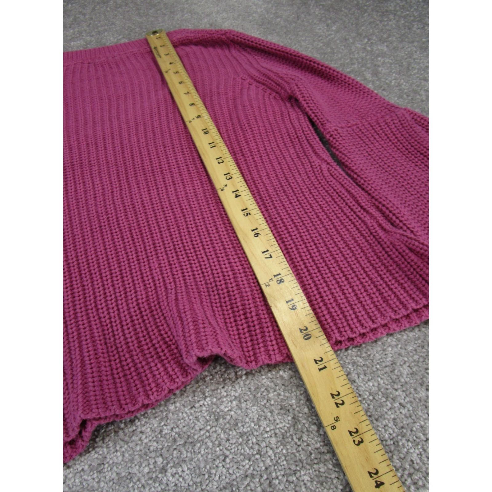 Free People Free People Sweater Womens Pink Cable-Knit V-Neck Long Sleeve S Pullover Flared Sleeve Size S / US 4 / IT 40 - 5 Thumbnail
