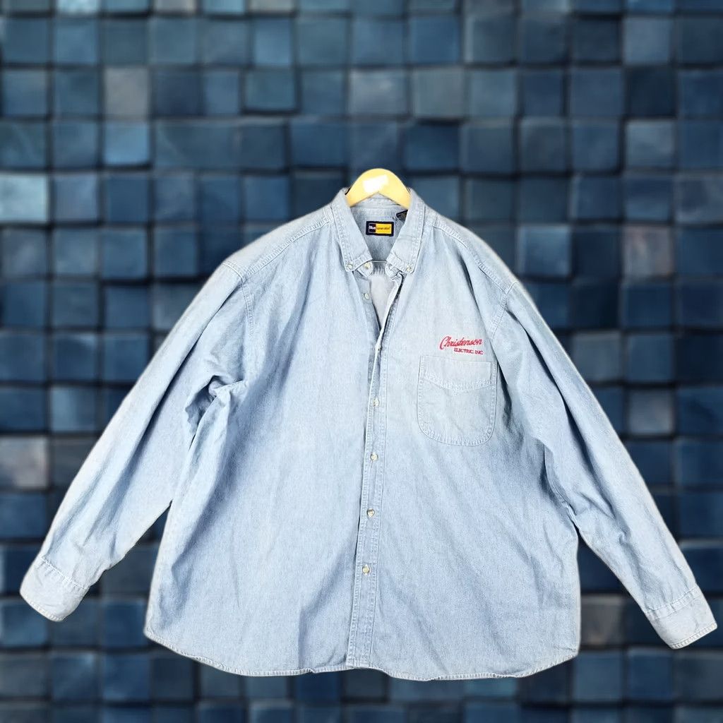 Vintage Blue Generation Denim Shirt Men 3XL Blue Generation Shirt Denim Casual Workwear 3XL Men Fade Blue Cotton Denim Size US XXL / EU 58 / 5 - 1 Thumbnail
