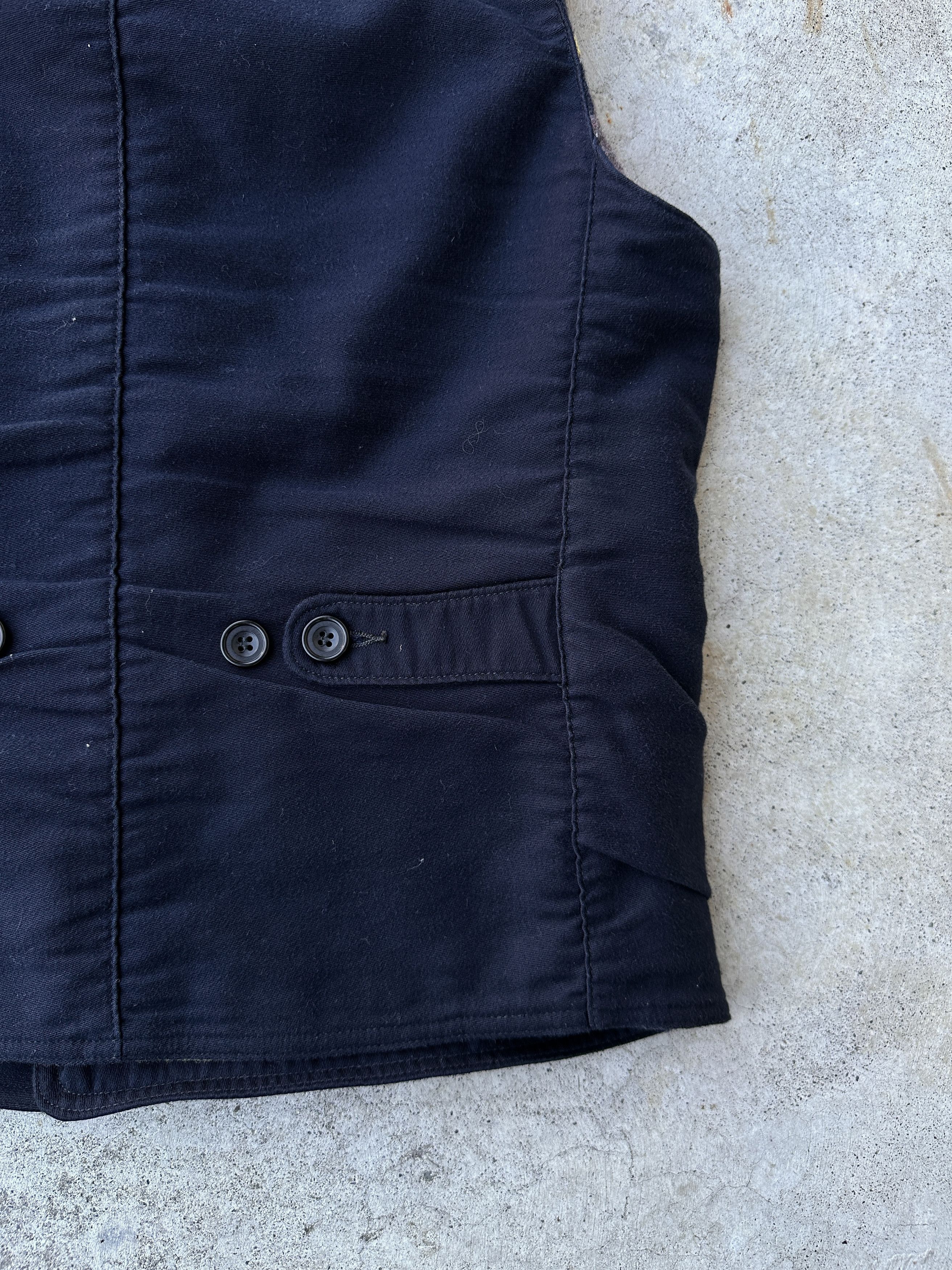 Sugar Cane Striped blanket lined 9.5oz Navy Yellow MOLESKIN VEST Size US L / EU 52-54 / 3 - 8 Thumbnail