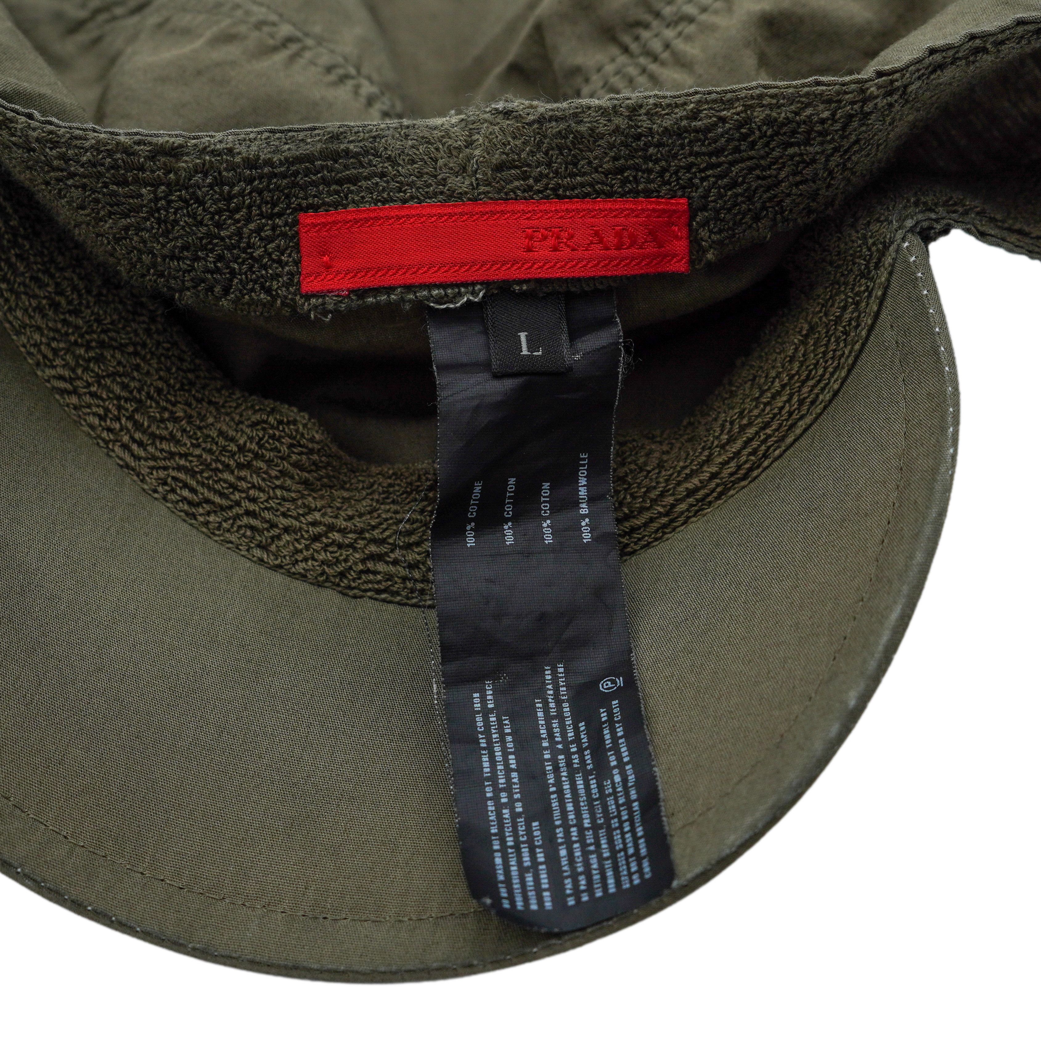 Prada Prada Linea Rossa Military Khaki Green Tab Logo Sport Cap Size ONE SIZE - 8 Thumbnail