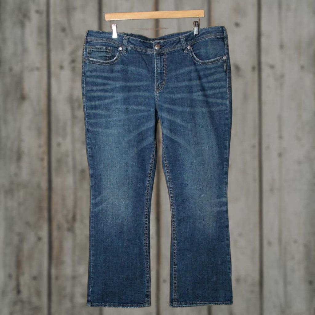Silver Jeans Co. SILVER Jeans Aiko Bootcut Denim Jeans Sz. 44 Blue Women Inseam 29" Regular Mid Rise 8.5-10.5in Cotton Blend Beige? (color already blue) Size 30" / US 8 / IT 44 - 1 Thumbnail