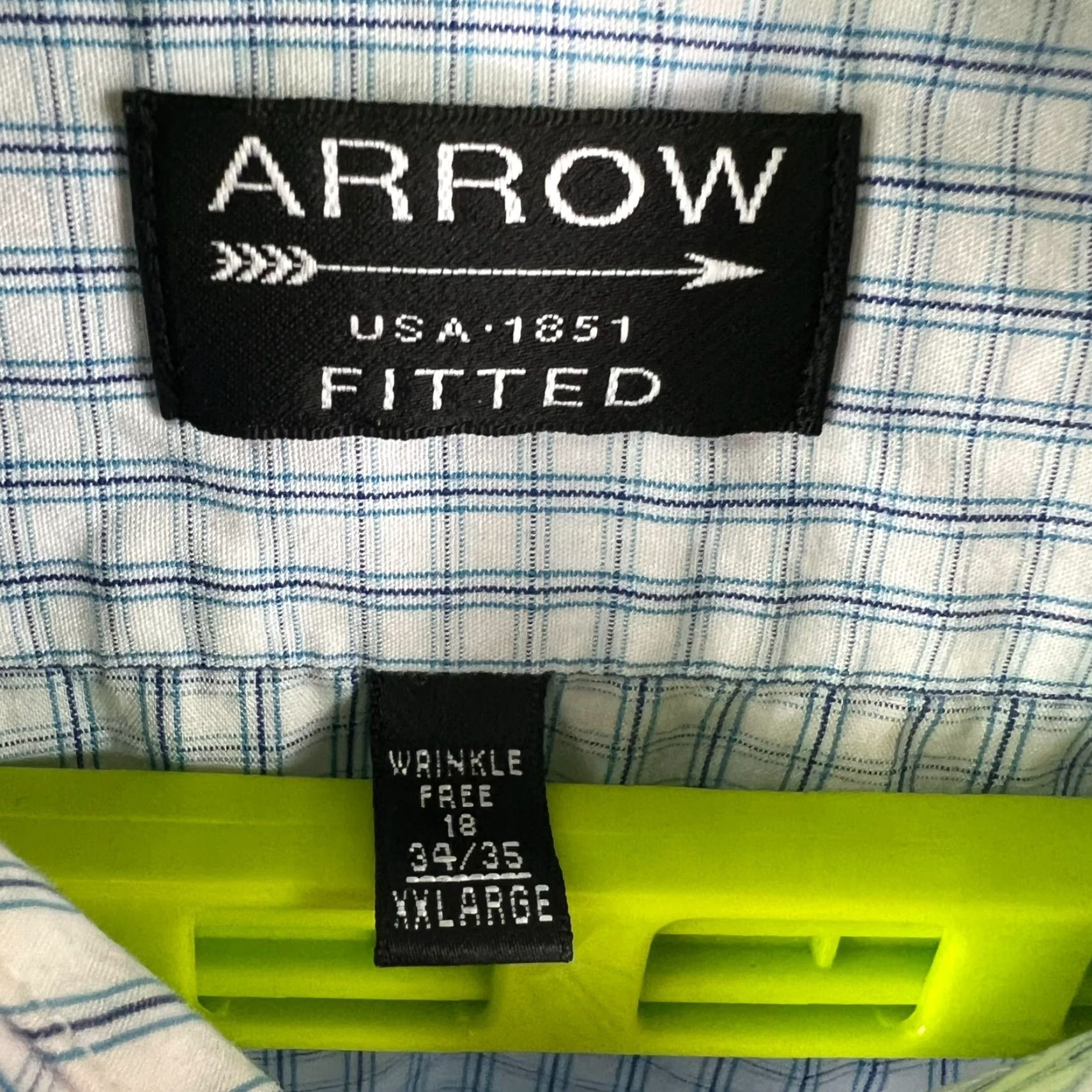 Arrow Arrow Stripe Fitted Button-Up Shirt 18 34/35 Blue Long Sleeve Mens Size US XXL / EU 58 / 5 - 3 Thumbnail