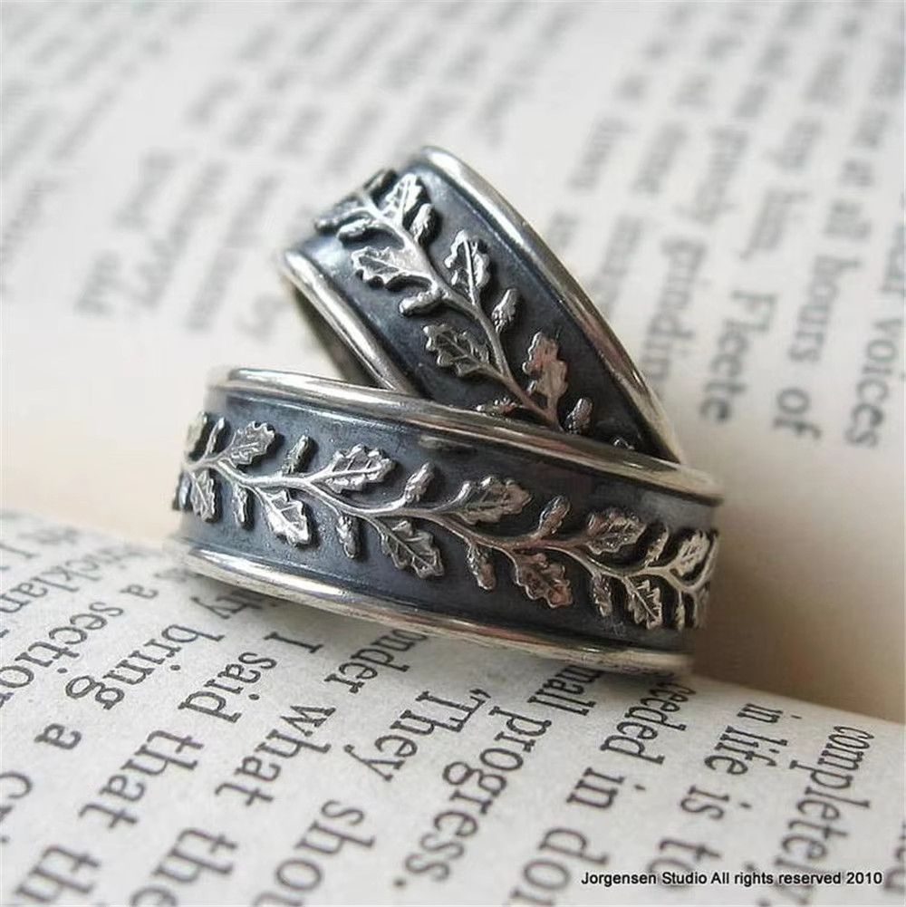 Handmade Vintage Carved Leaf Branches Ring Size ONE SIZE - 1 Thumbnail