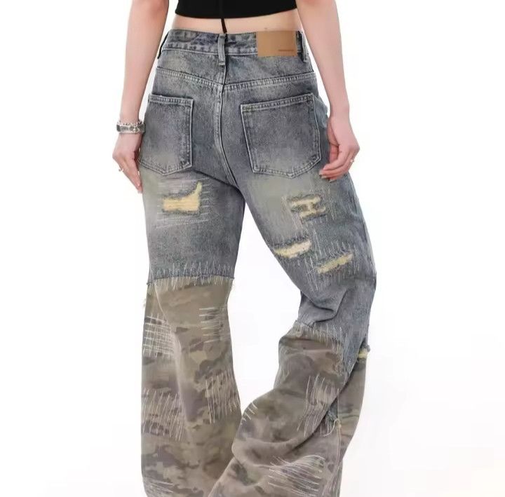 Japanese Brand × Jean Retro Ripped Wide Leg Jeans Style Size US 29 - 4 Thumbnail