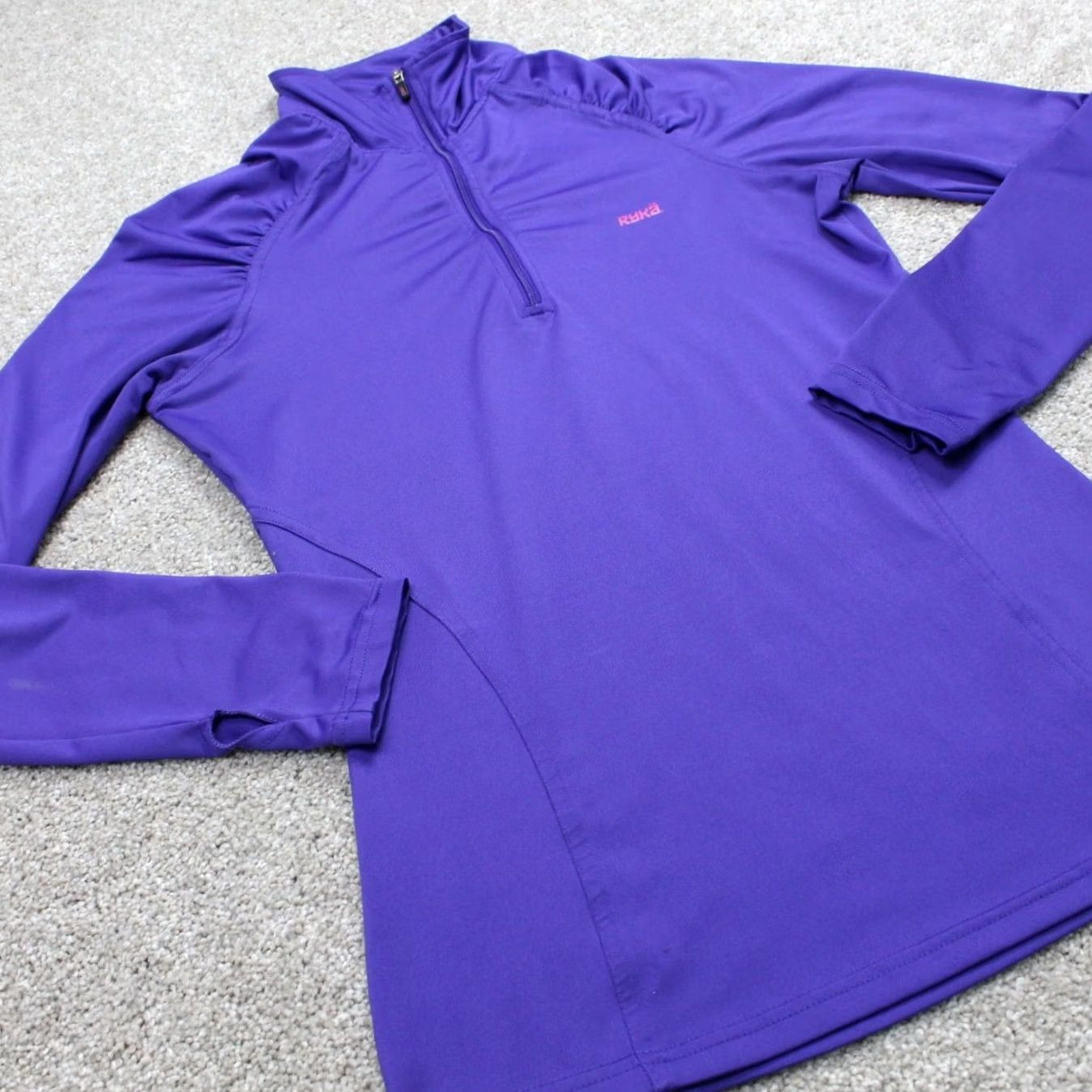 Vintage Ryka Sweatshirt Womens Small Purple 1/4 Zip Polyester Stretch L/S Pullover Size S / US 4 / IT 40 - 5 Thumbnail