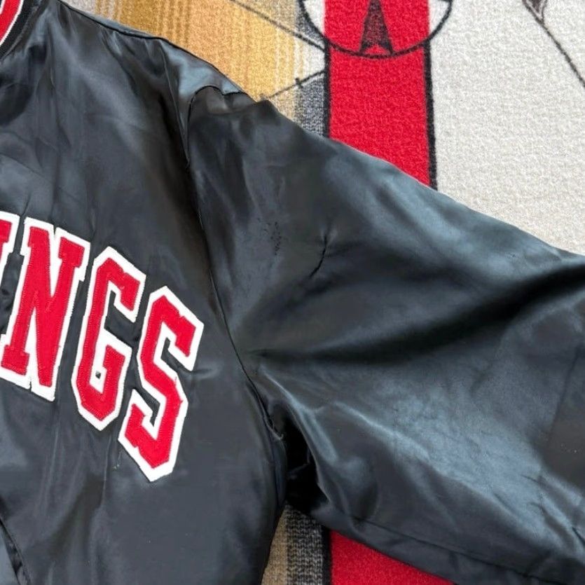 Holloway VINTAGE Detroit Red Wings Bomber Satin Jacket NHL 90s Black Red Men XL Front Snap Closure Jacket Size US XL / EU 56 / 4 - 5 Thumbnail