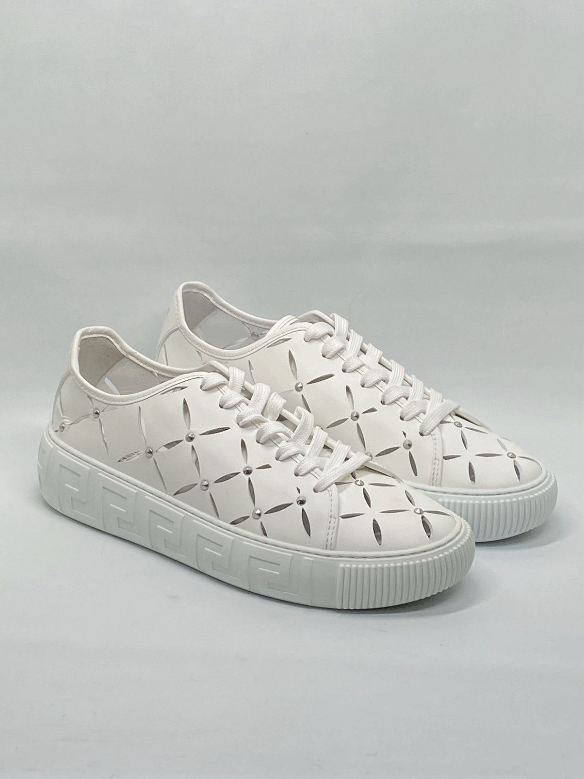 Versace Versace Laser-Cut Low-Top Leather Sneakers size 42/us size 9 Size US 9 / EU 42 - 1 Thumbnail