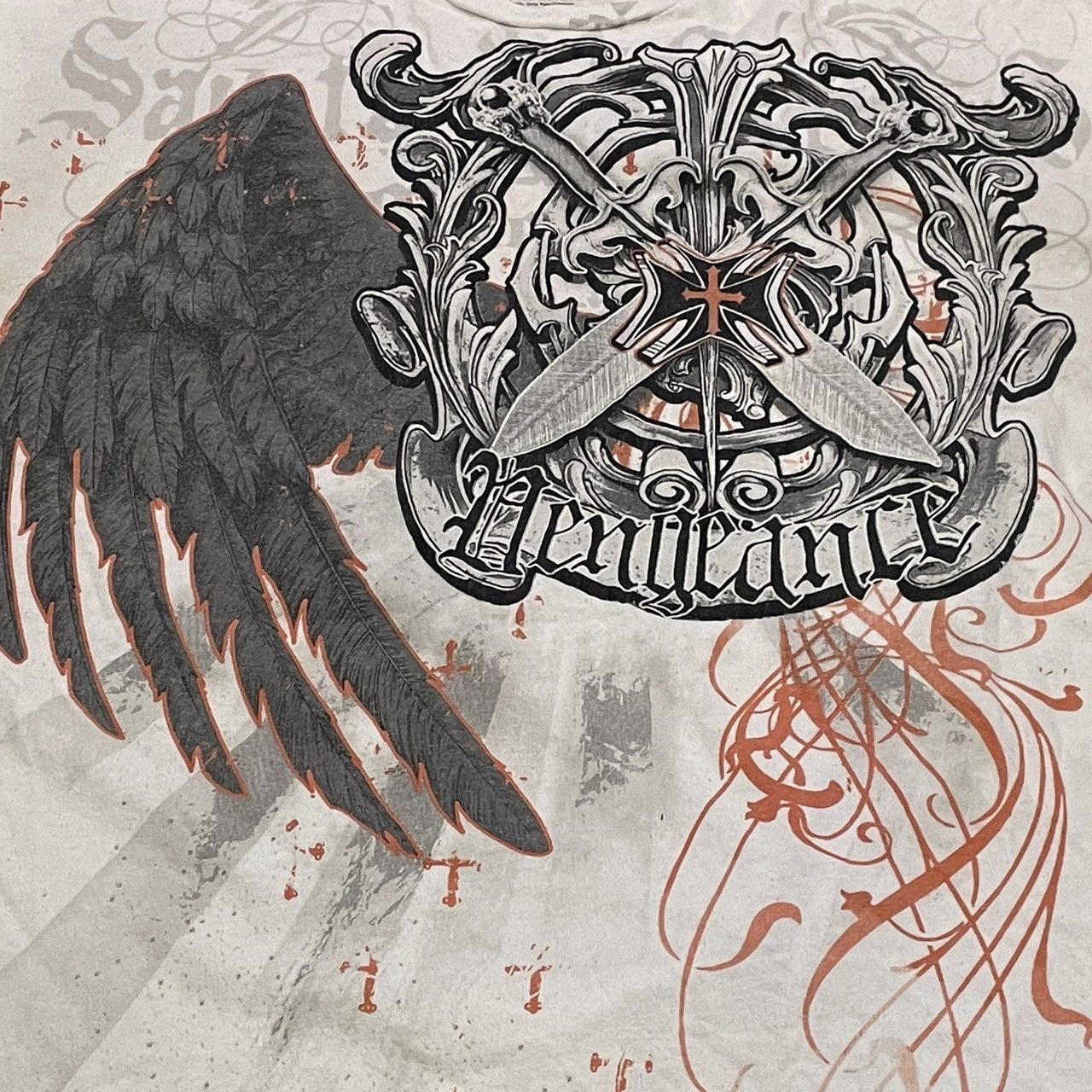 Affliction × Ed Hardy × Tapout Rare Wings Cross Tee Y2K Affliction Style Size US XXL / EU 58 / 5 - 2 Thumbnail