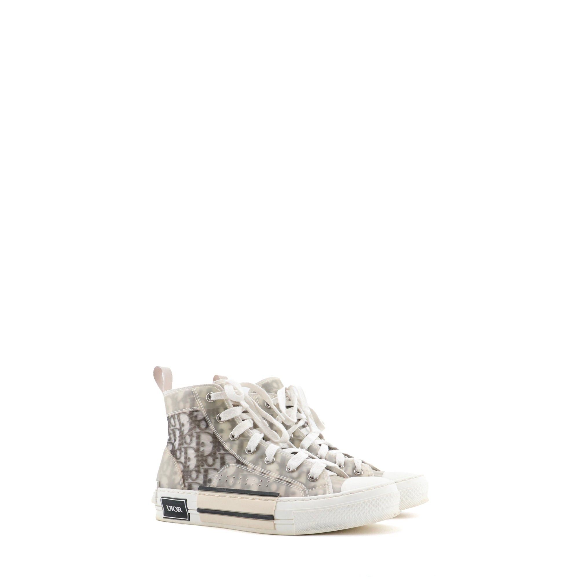 Dior DIOR - B23 Dior sneakers in white and black oblique canvas (T38) Size US 7 / IT 37 - 1 Thumbnail
