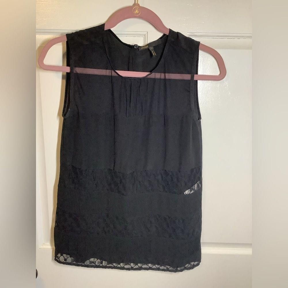 Maje Maje black lace top size 1 silk and cotton XS-S Size S / US 4 / IT 40 - 1 Thumbnail