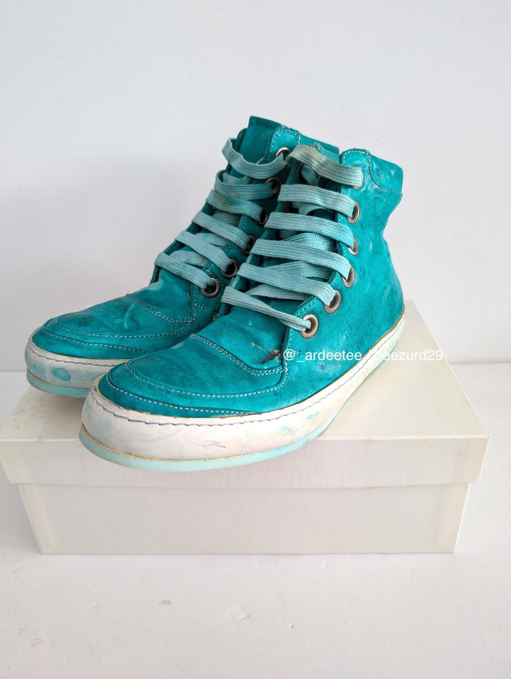 A1923 *NEW* OIL CAVALLO HIGH TOP SNEAKERS MINT Size US 7 / IT 37 - 4 Thumbnail