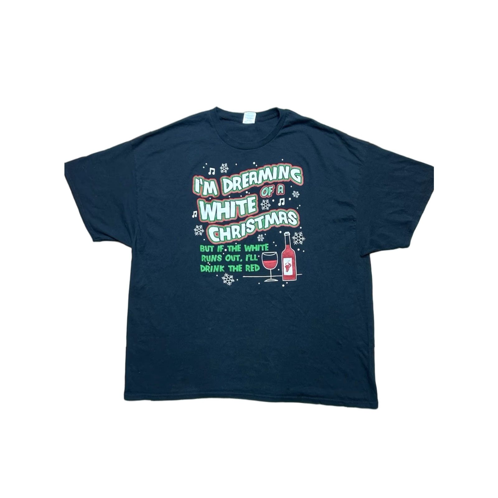 Vintage VINTAGE Holiday Christmas T-Shirt Dreaming of a White Christmas Wine 3XL Mens White Graphic Shirt Size US XXL / EU 58 / 5 - 1 Thumbnail
