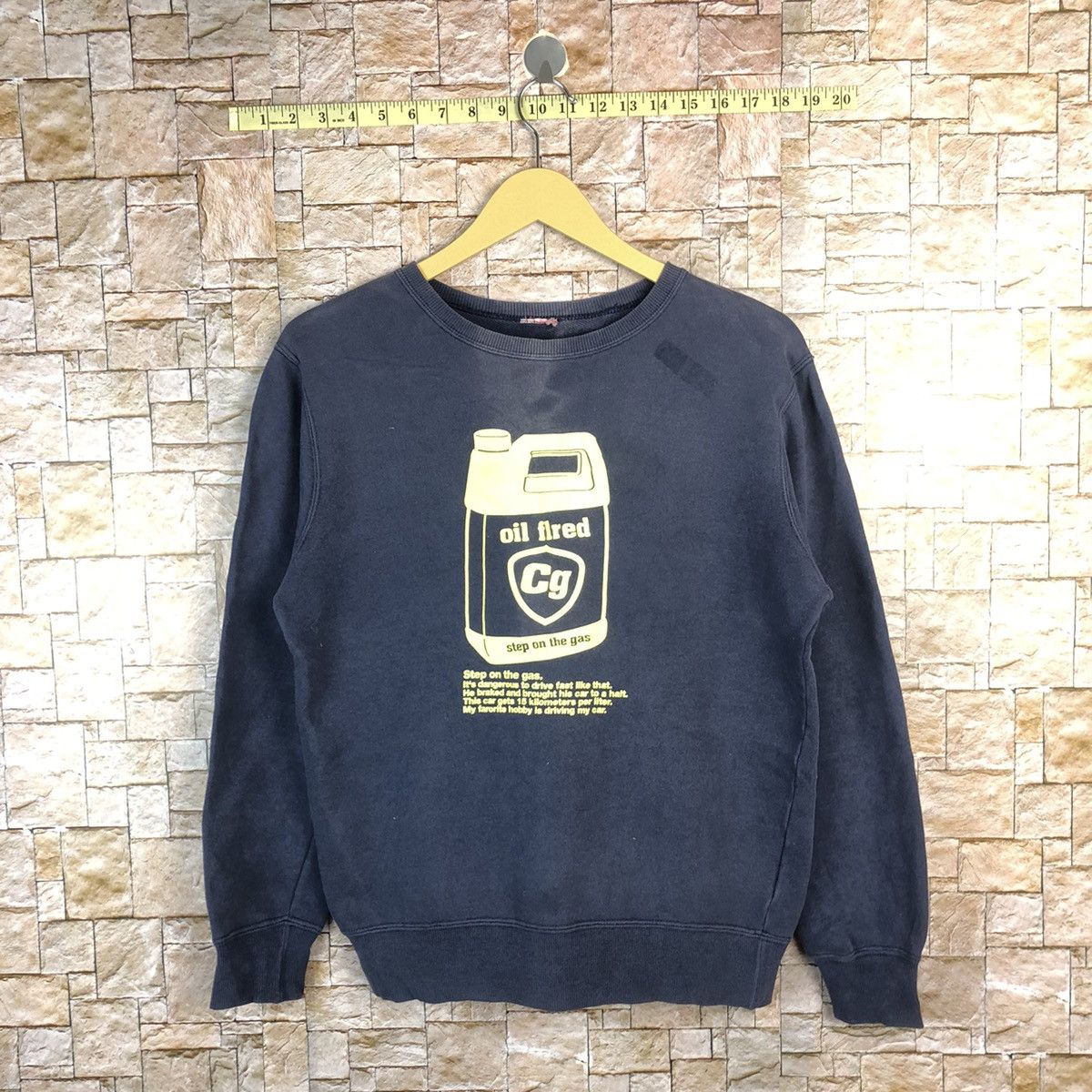 Japanese Brand × Vintage Japan step on the gas Dark Blue Sweatshirt #A511 Size US S / EU 44-46 / 1 - 1 Thumbnail