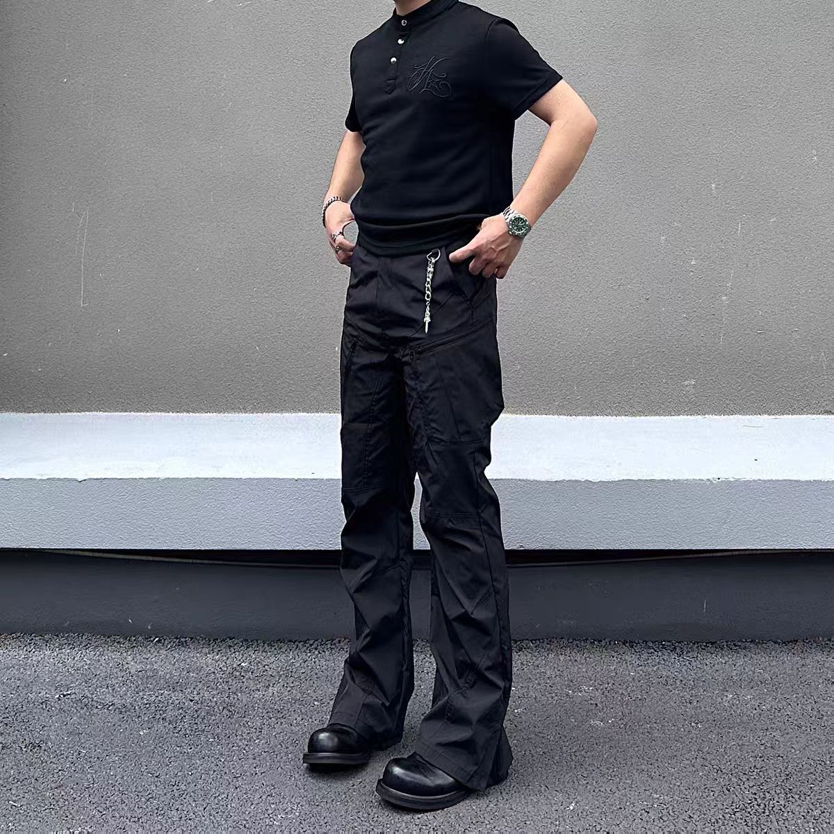 Jean Black Casual Loose Work Pants Size US 29 - 2 Thumbnail