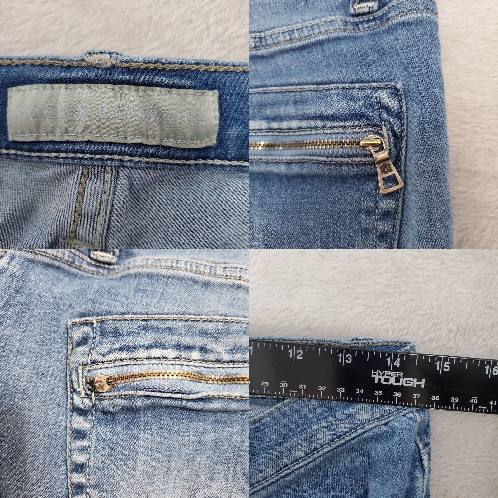 Vintage VINTAGE Rock & Republic Jeans Womens 10 Blue Hamburg Low Rise Cropped 5-Pocket Distressed Zip Pocket FLAW Womens Size 32" / US 10 / IT 46 - 8 Thumbnail