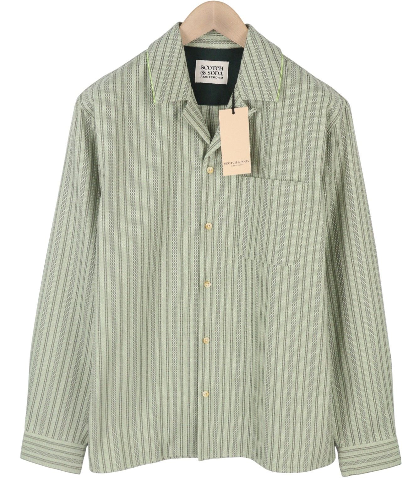 Scotch & Soda L Green Pinstriped Patch Pocket Shirt 88541 Size US L / EU 52-54 / 3 - 1 Thumbnail