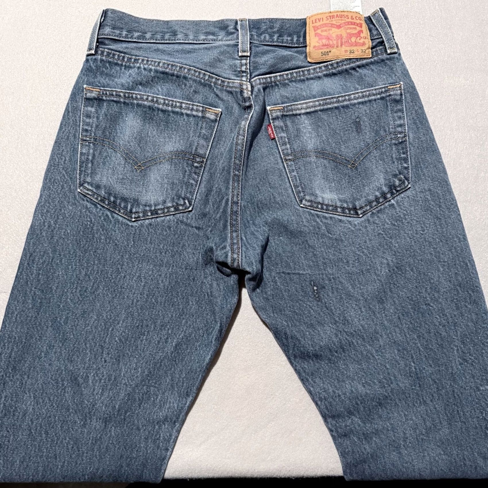 Levi's Levi’s 501 Jeans Mens Blue Denim Mid Rise Straight Button Fly - 29x27.5 Size US 29 - 4 Thumbnail