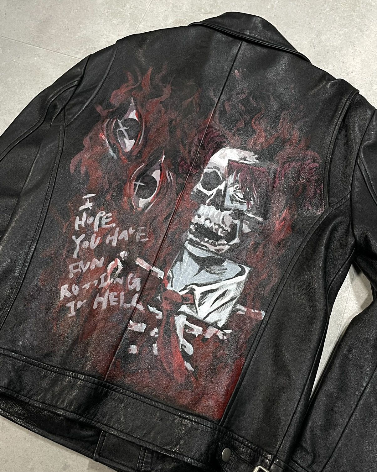 Genuine Leather custom hand painted leather jacket Size US S / EU 44-46 / 1 - 7 Thumbnail