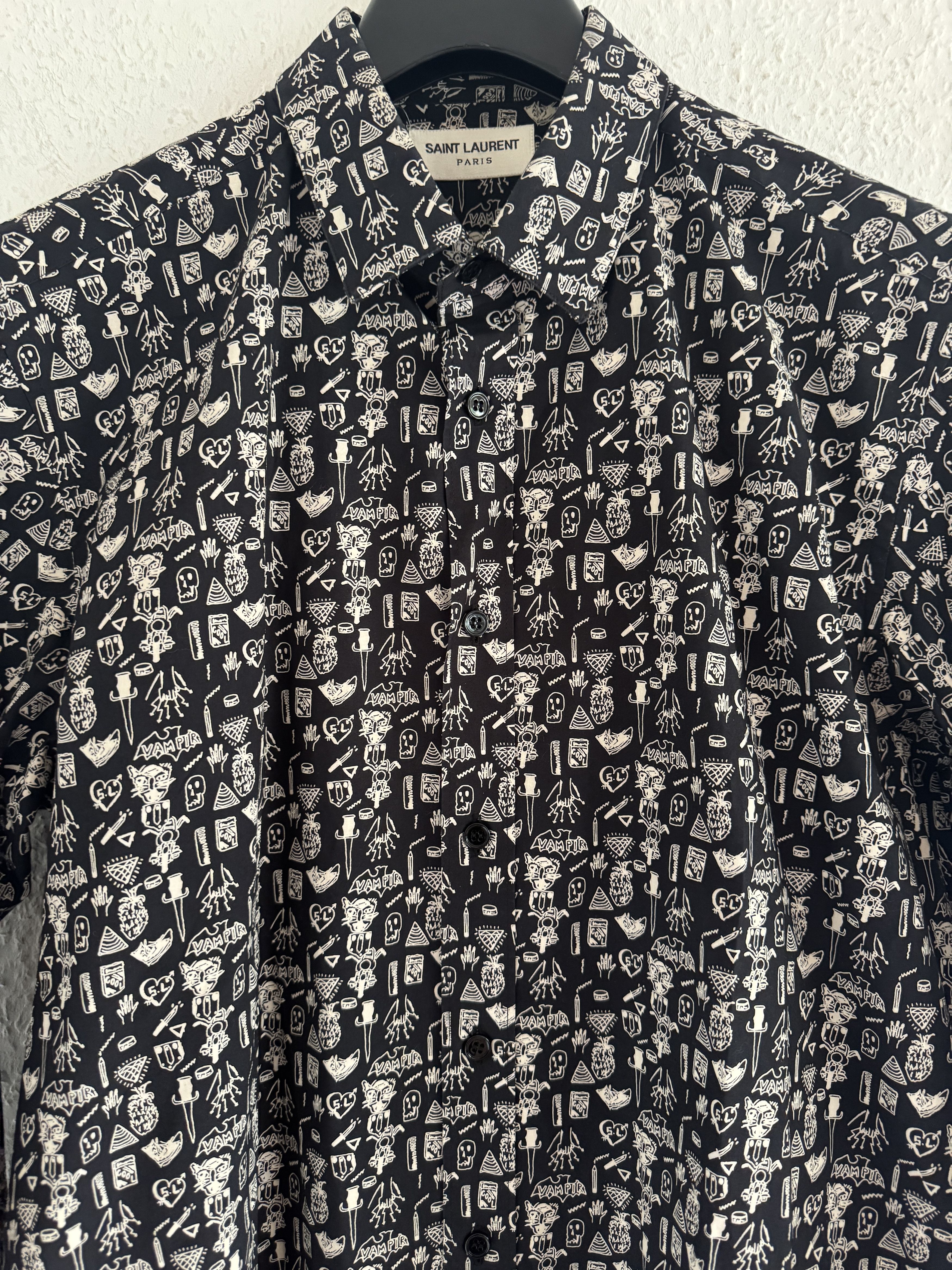 Saint Laurent Paris Hunx & Punx Doodle Button-Up Shirt Size US L / EU 52-54 / 3 - 5 Thumbnail