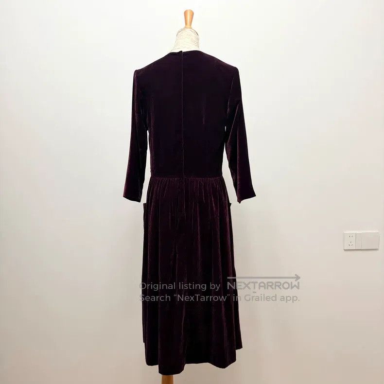 Comme des Garcons Comme Des Garcons Vintage Burgundy Velvet Bow Collar Dress Size S / US 4 / IT 40 - 4 Thumbnail
