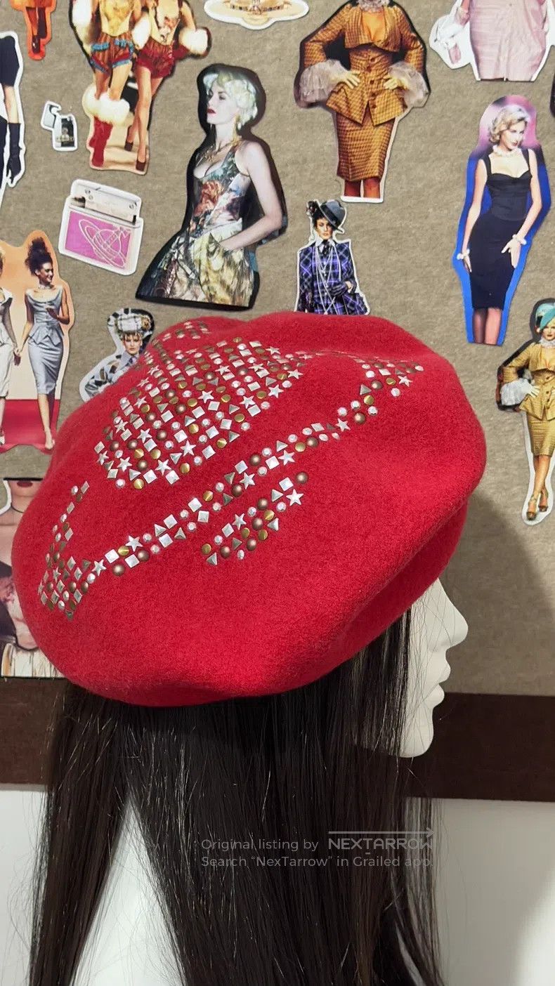 Vivienne Westwood Vivienne Westwood Rare Red Stud Saturn Beret Size ONE SIZE - 6 Thumbnail