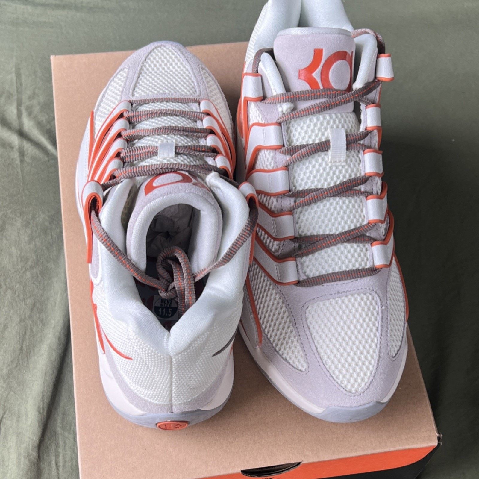 Nike Nike KD 18 Rise Soft Pearl Campfire Orange Mesh Low Top Men Size US 11.5 / EU 44-45 - 2 Thumbnail