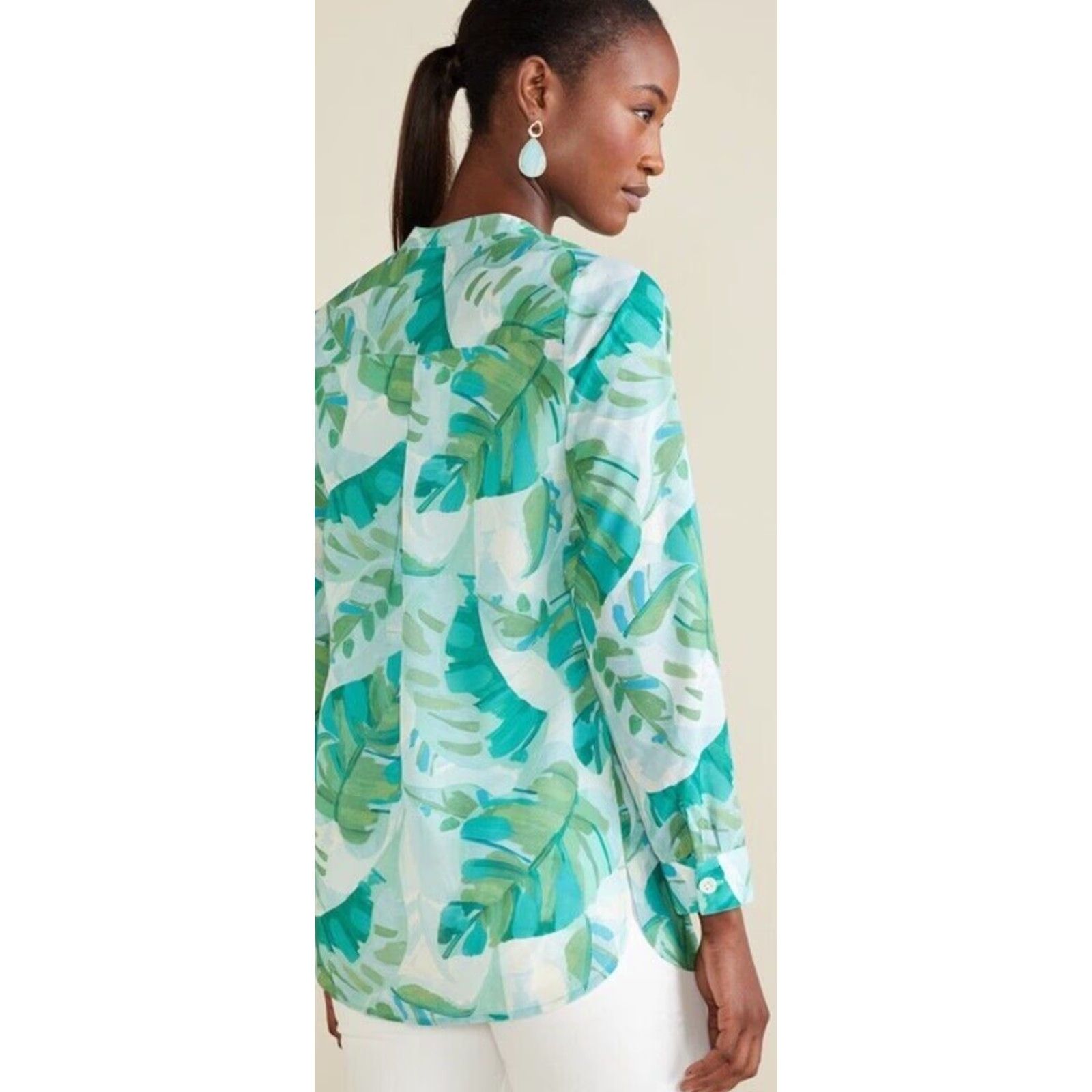 Soft Surroundings Soft Surroundings Tunic Women XL Green Floral Tropical Baroque Top Cami Size XL Tropical Palm Pattern Size XL / US 12-14 / IT 48-50 - 2 Thumbnail