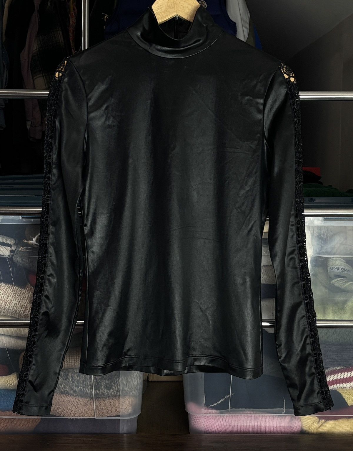 Givenchy Givenchy Leather-Look Top With Lace Details Designer Rare Size S / US 4 / IT 40 - 1 Thumbnail