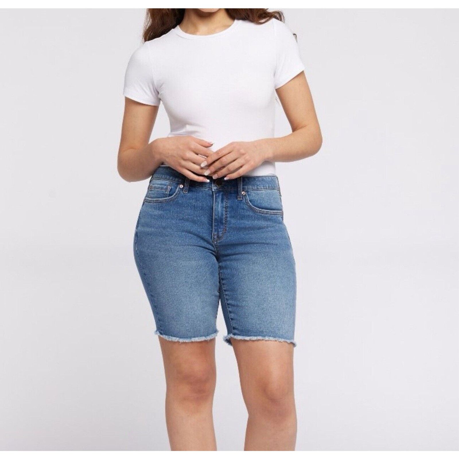 Seven 7 Seven7 Sunset Bermuda Fray Shorts Medium Wash Miners Size 8 Size 30" / US 8 / IT 44 - 1 Thumbnail