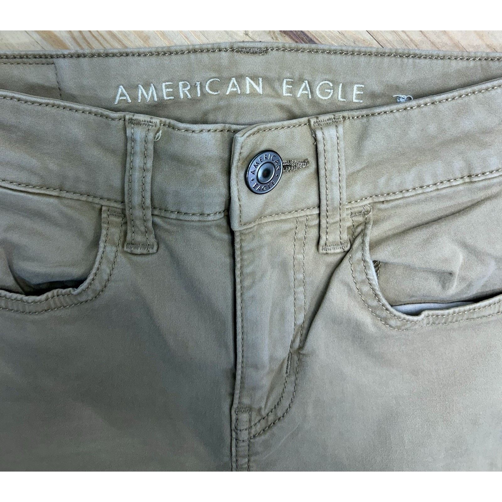 American Eagle Outfitters American Eagle Women's Tan Super Stretch Skinny Pants Sz 00 Size 24" / US 00 / IT 34 - 2 Thumbnail