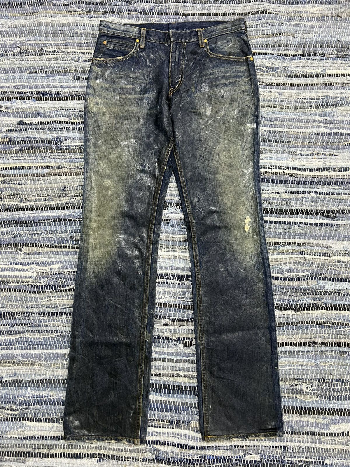 CIVARIZE Designwork 🇯🇵 Dirty Waxed Painter Trompe l'œil Homeless Denim Size US 31 - 1 Thumbnail