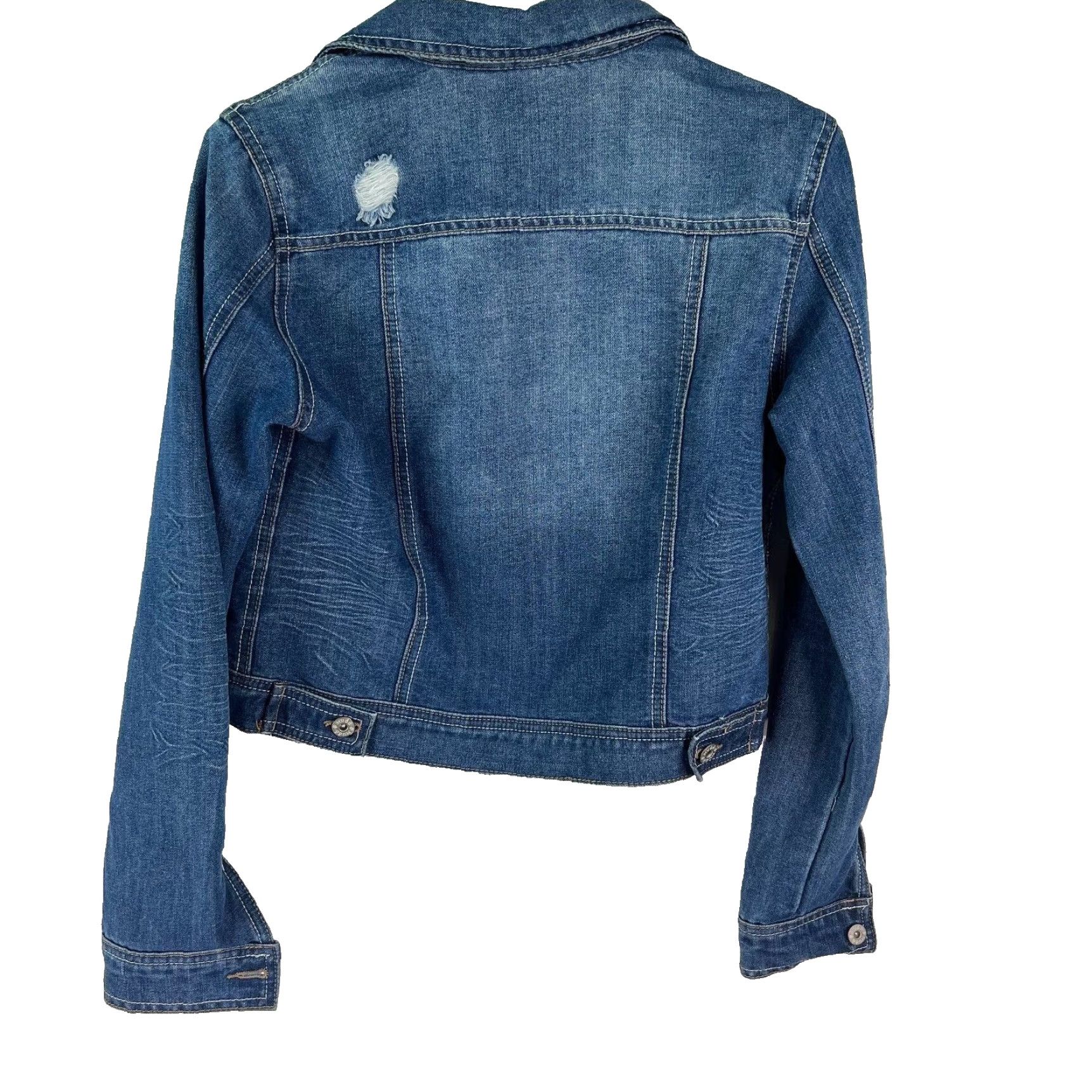 Denime Mudd Denim Jacket Distressed Blue - Jacket - Teens Large - Blue - Regular Fit - Casual Everyday - Girls Size 36" / US 14 / IT 50 - 2 Thumbnail