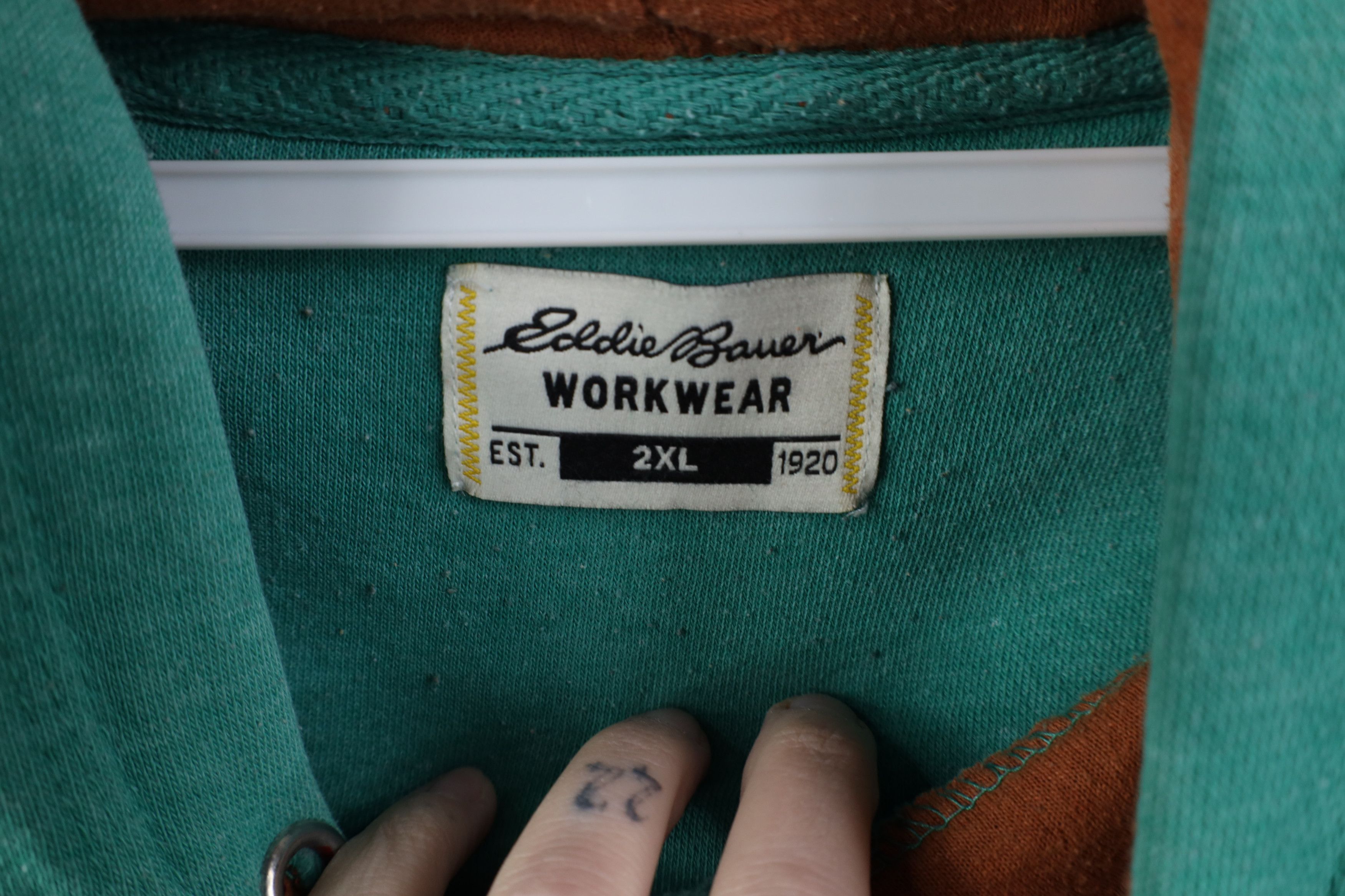 Eddie Bauer Vintage Y2K Eddie Bauer Workwear Spell Out Hoodie Sweatshirt Size US XXL / EU 58 / 5 - 10 Thumbnail
