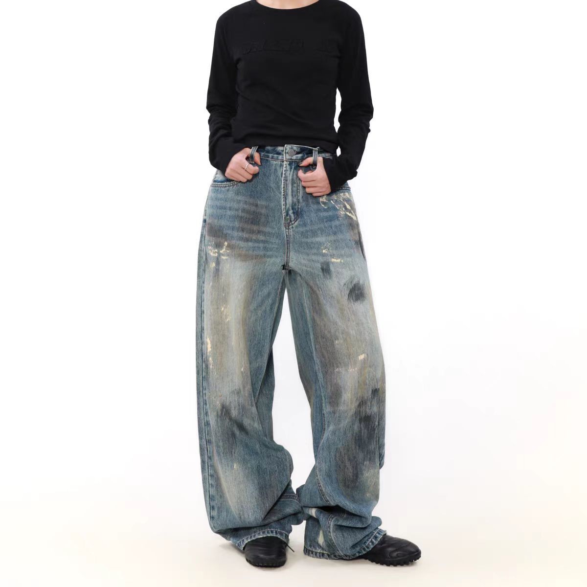 Japanese Brand × Jean High Street Splattered Ink Dirty Straight Jeans Size US 30 / EU 46 - 3 Thumbnail