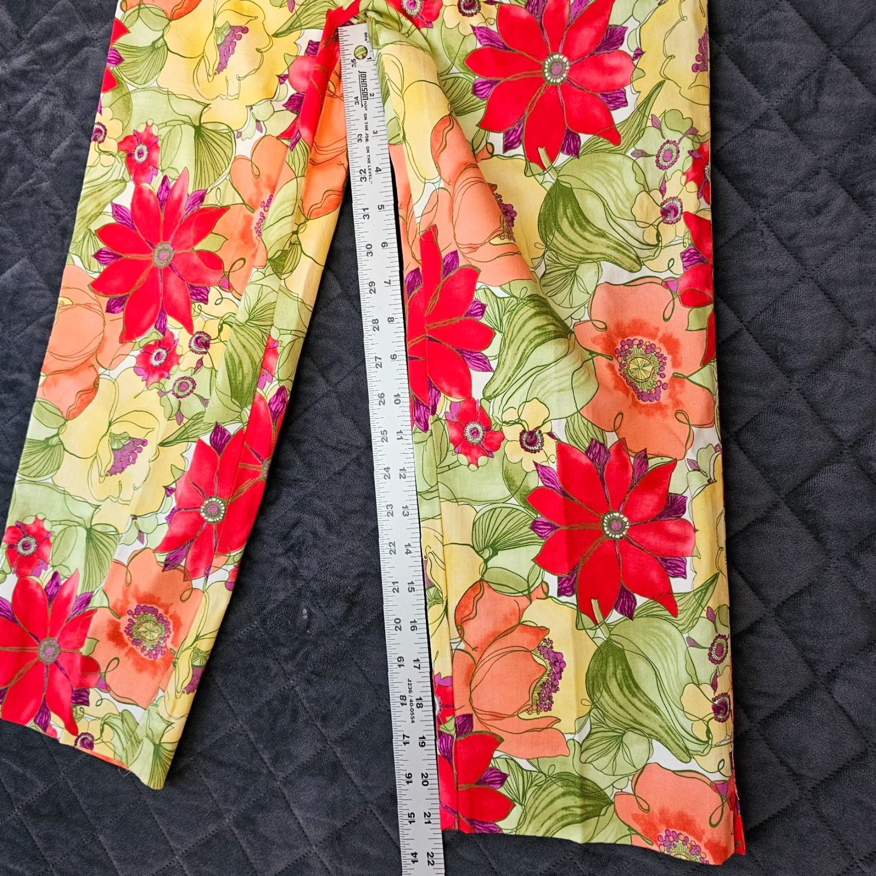 Talbots Talbot Talbots Petite Women Pants Green Floral Pattern Crop Side Zipper Pull On Size 4 Size 27" / US 4 / IT 40 - 7 Thumbnail
