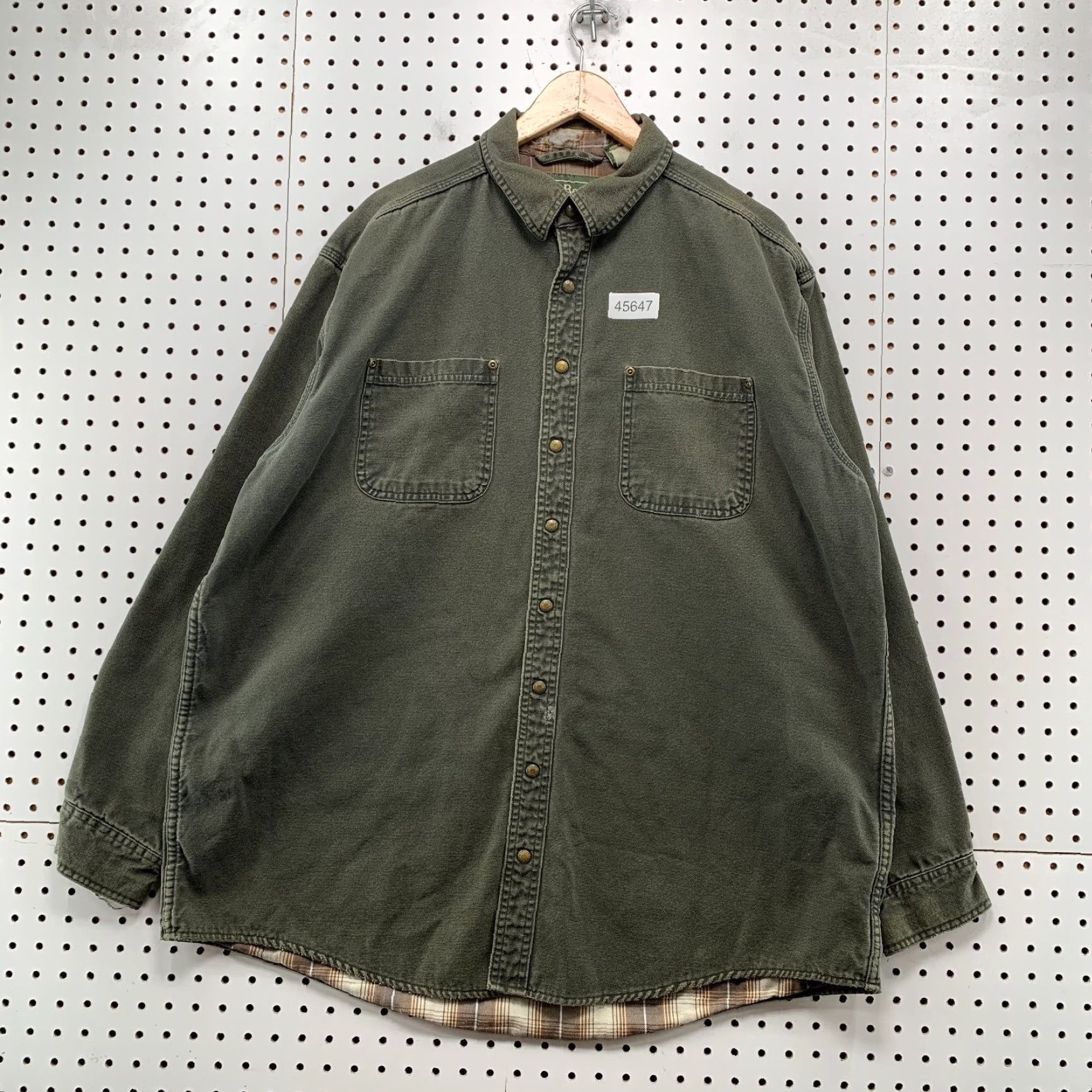 Vintage VINTAGE LL Bean Canvas Shirt Snap Jacket Mens XL Tall Green Flannel Lined XLT Outdoor Size US XL / EU 56 / 4 - 2 Thumbnail